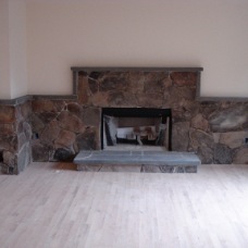 Stonework fireplace